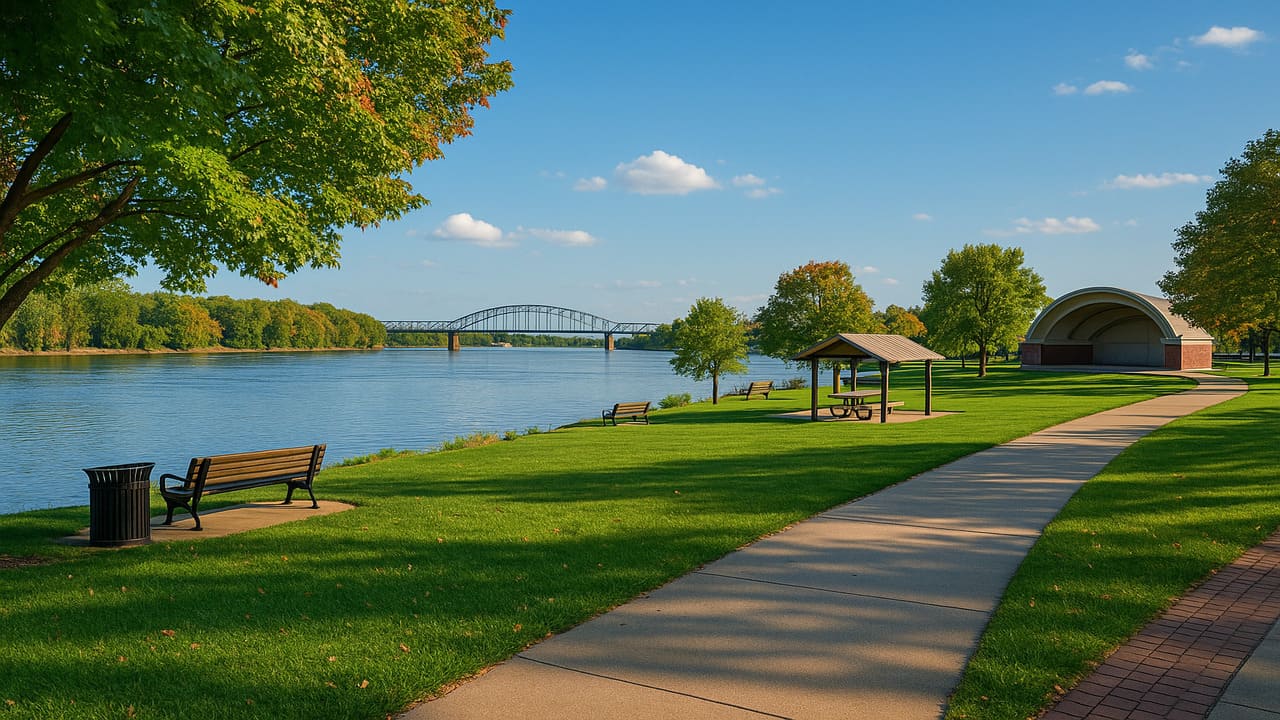 Muscatine Riverfront Park A Scenic Getaway for Relaxing Walks, Picnics, and Stunning Mississippi Views