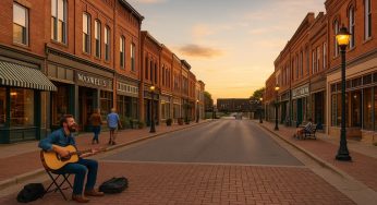 Main Street Rhythms: Local Shops, Street Musicians, and Passing Trains